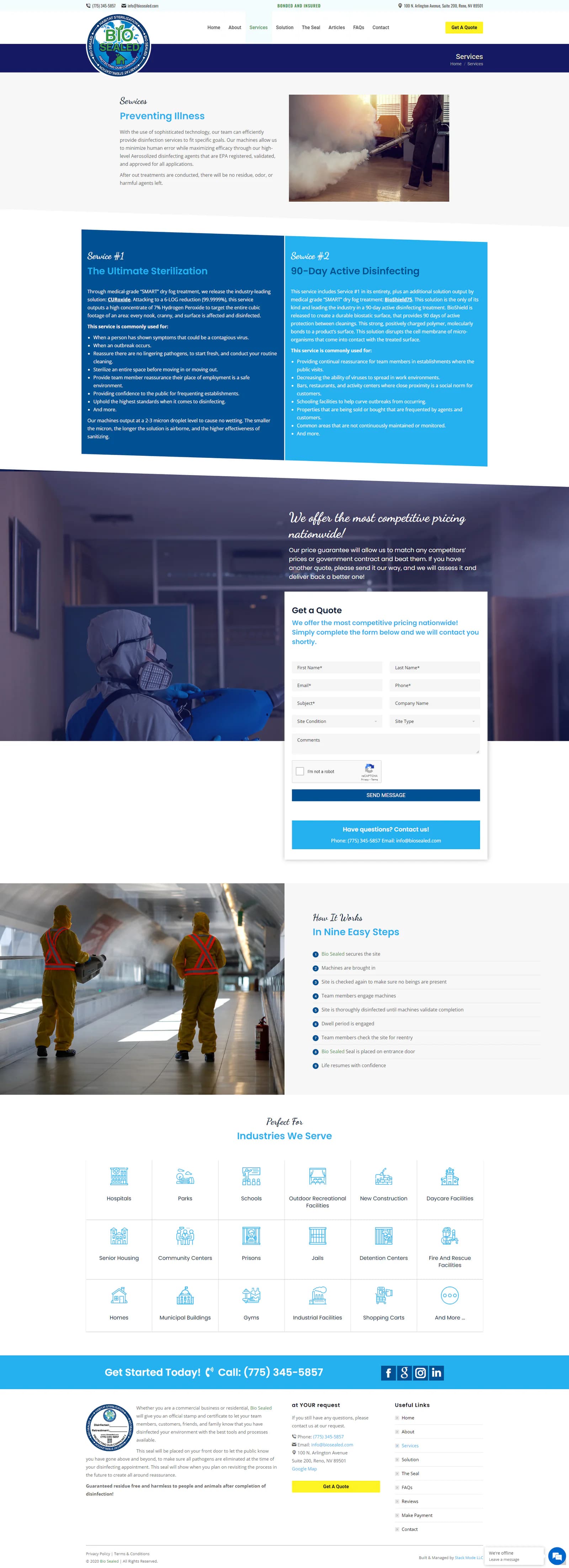 Bio Sealed services page