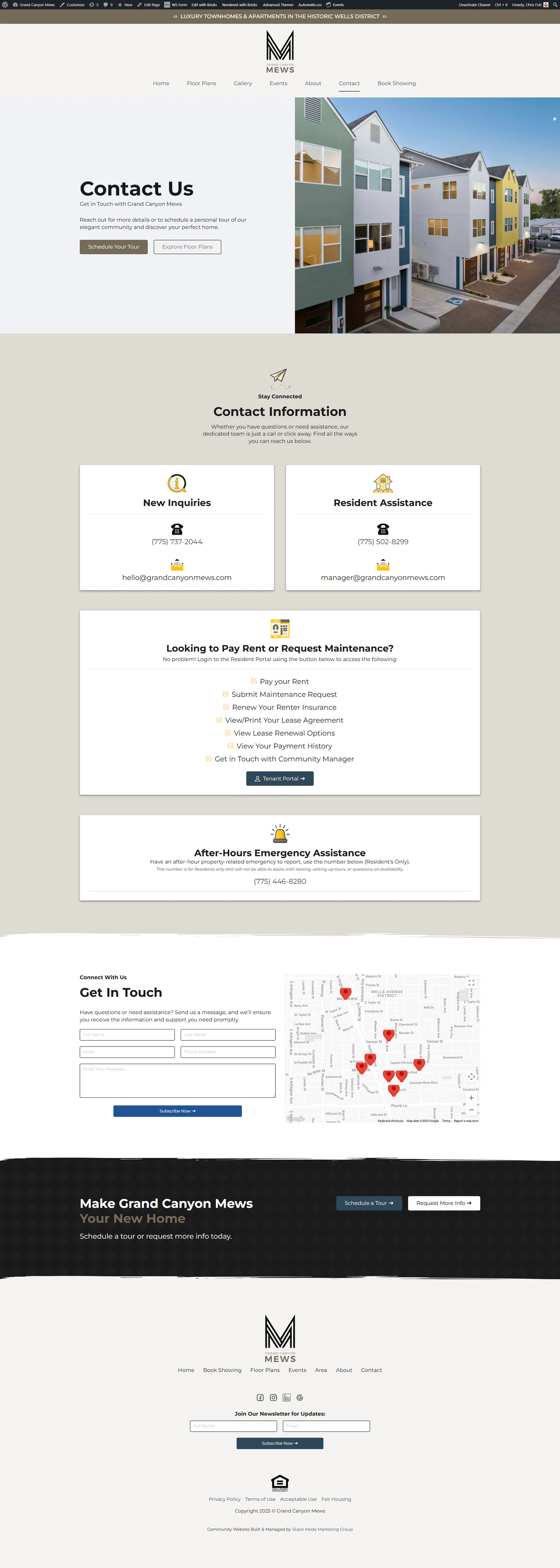 Grand Canyon Mews contact page