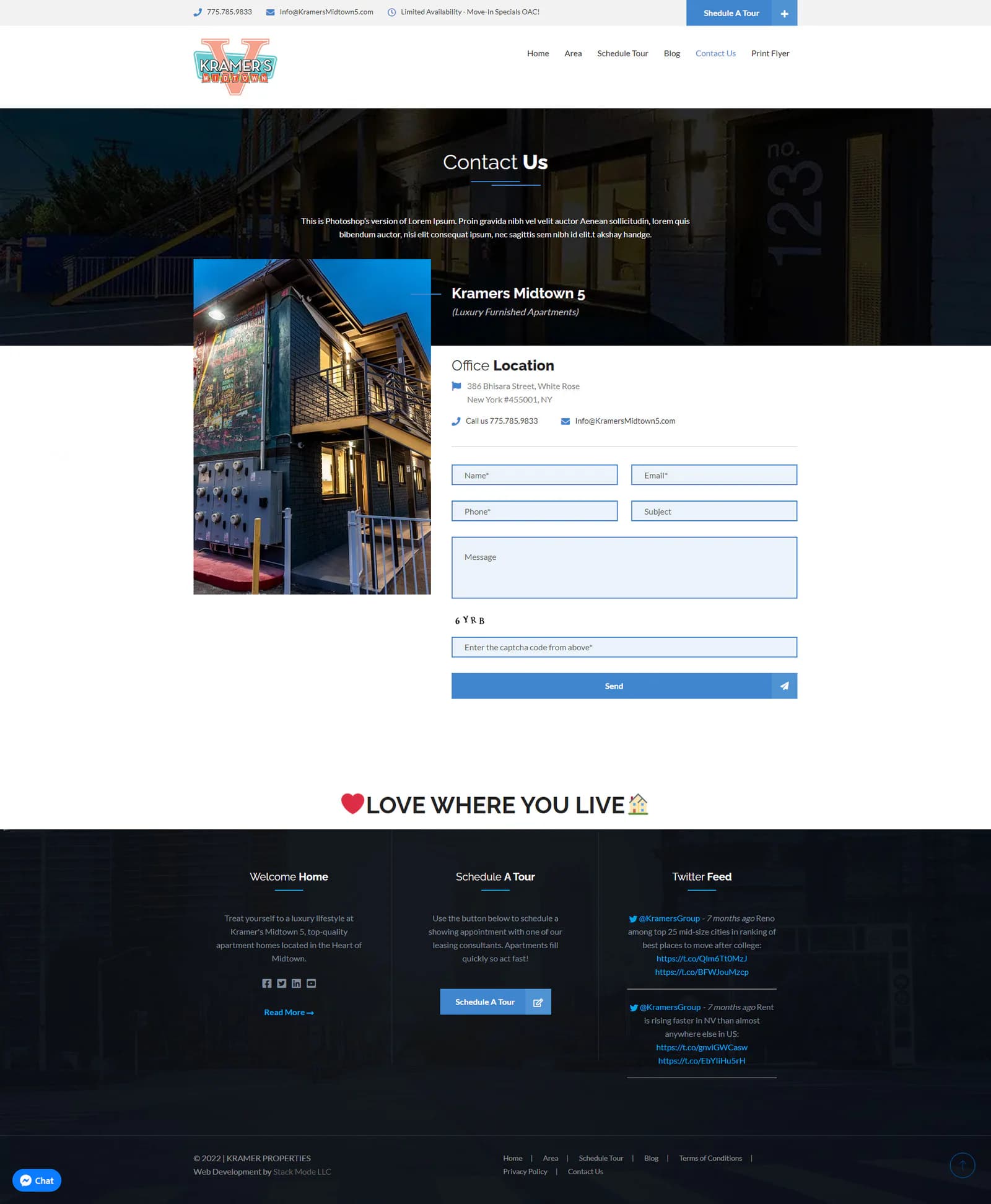 Kramer's Midtown 5 contact page