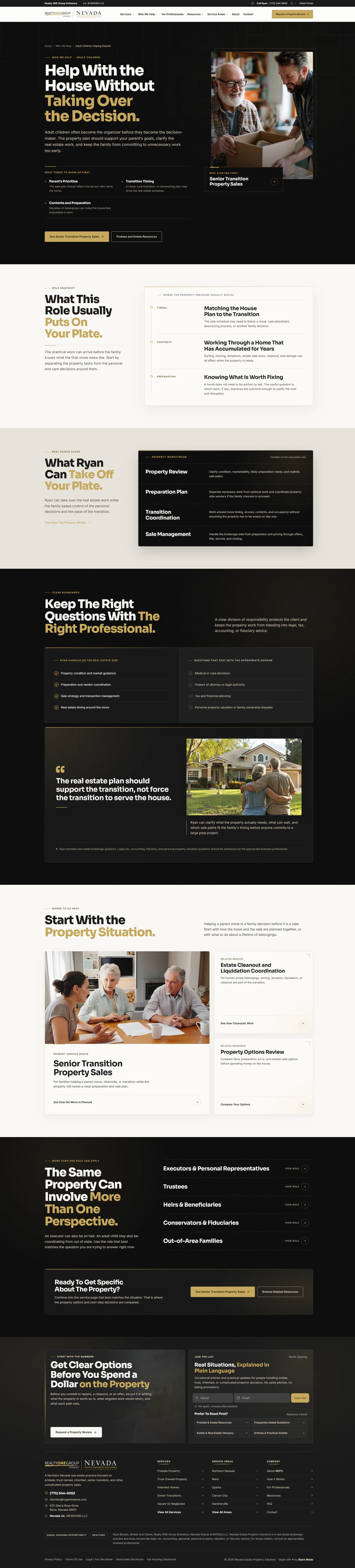 Nevada Estate Property adult children helping parents page
