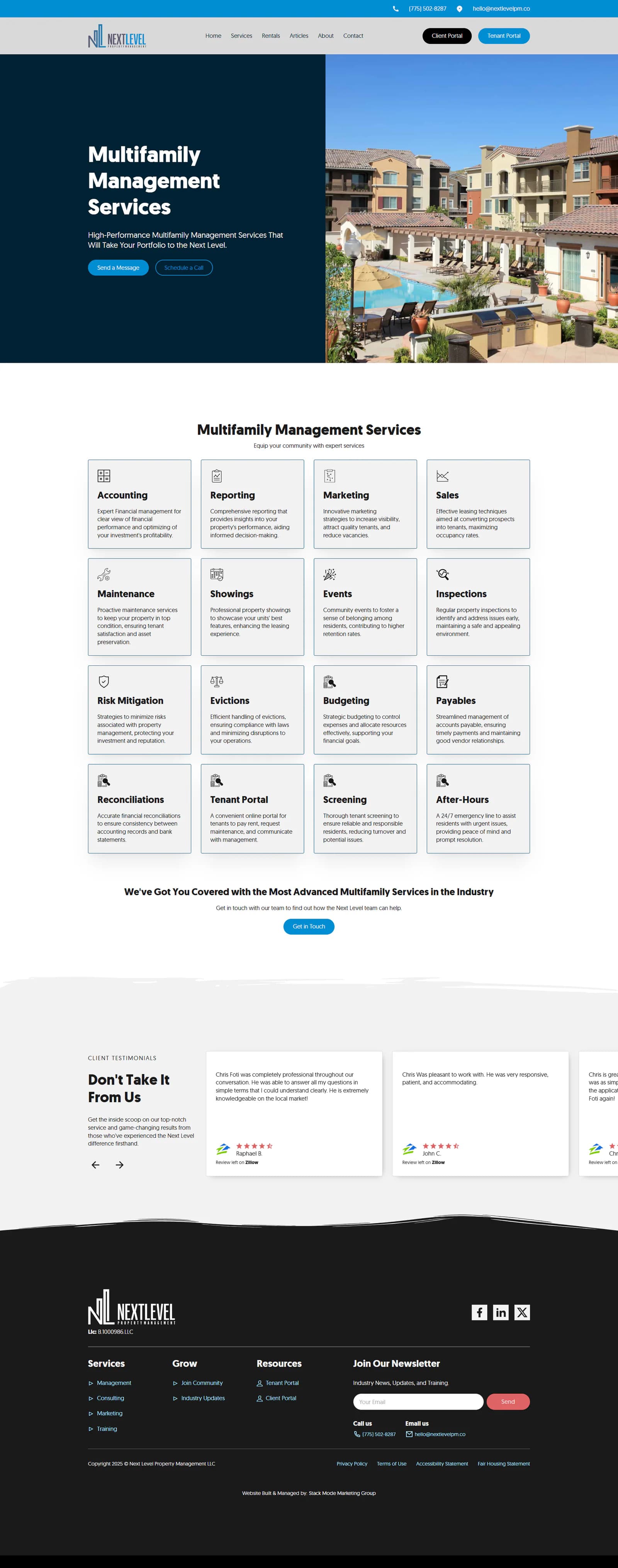 Next Level Property Management pm service page
