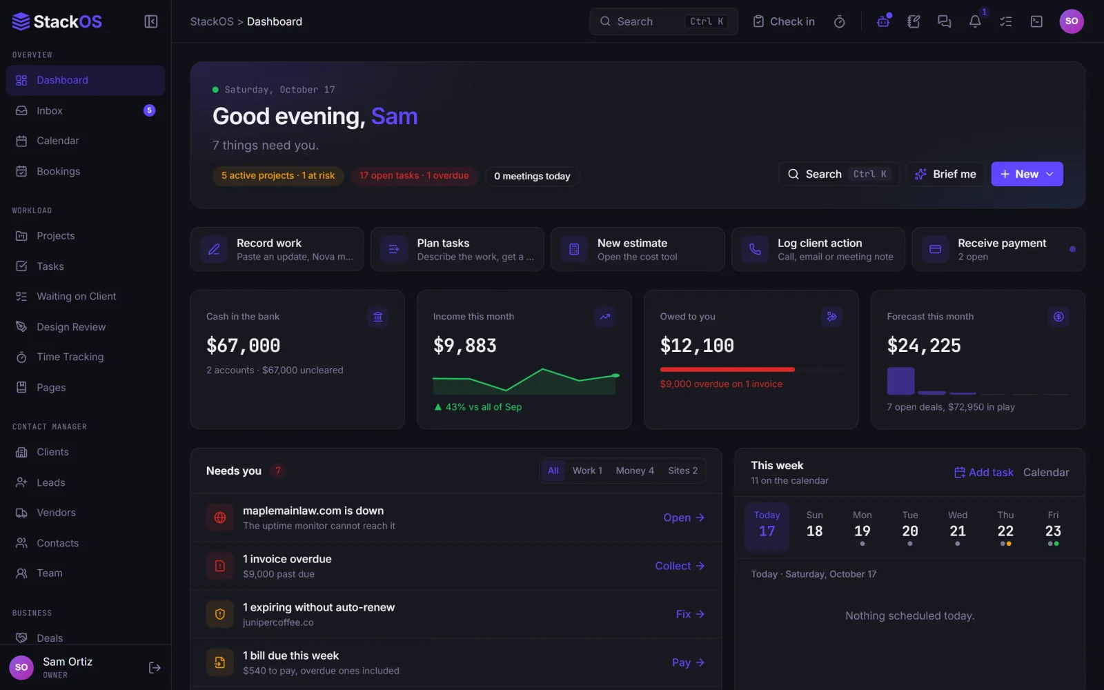 StackOS dashboard