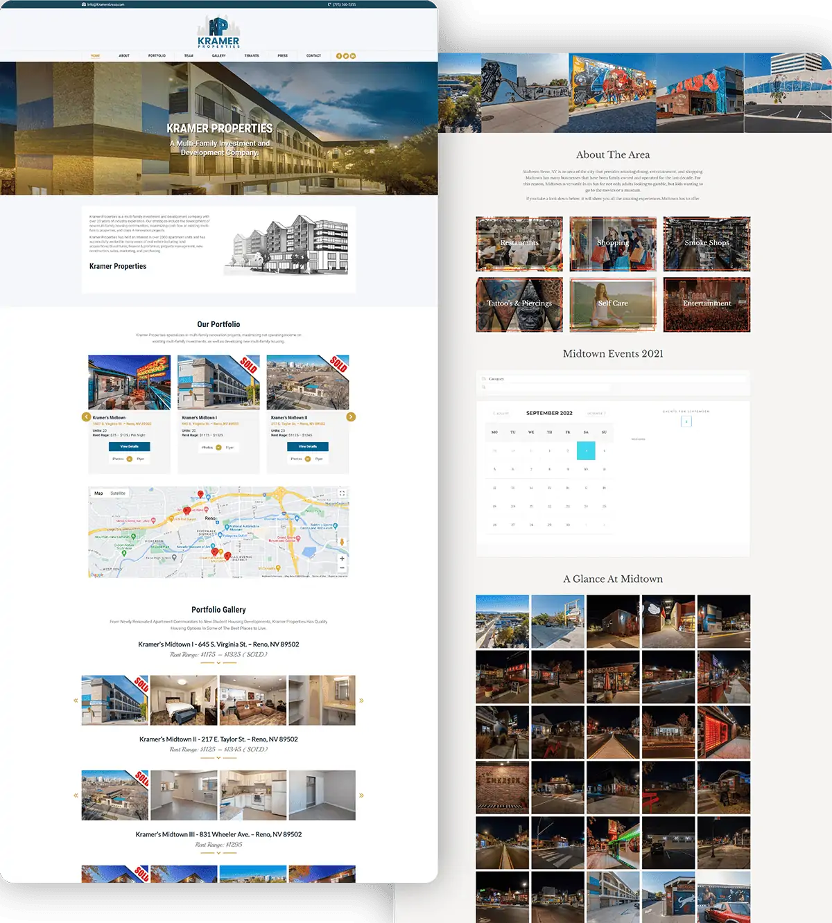 Portfolio Snapshot of Kramer Properties Website