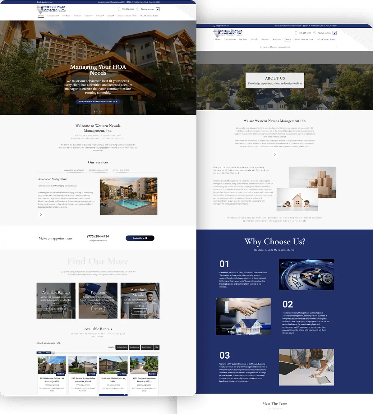 Portfolio Snapshot of Western Nevada Management Website