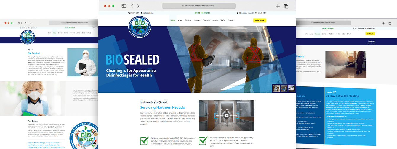 Web Design Project Snapshot of Bio Sealed Website