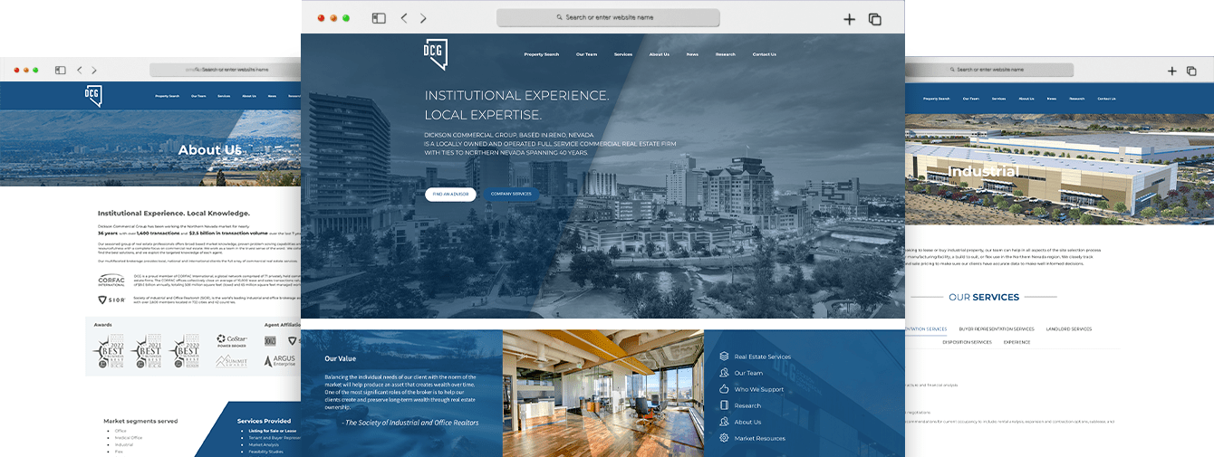 Web Design Project Snapshot of Dickson Commercial Group Website