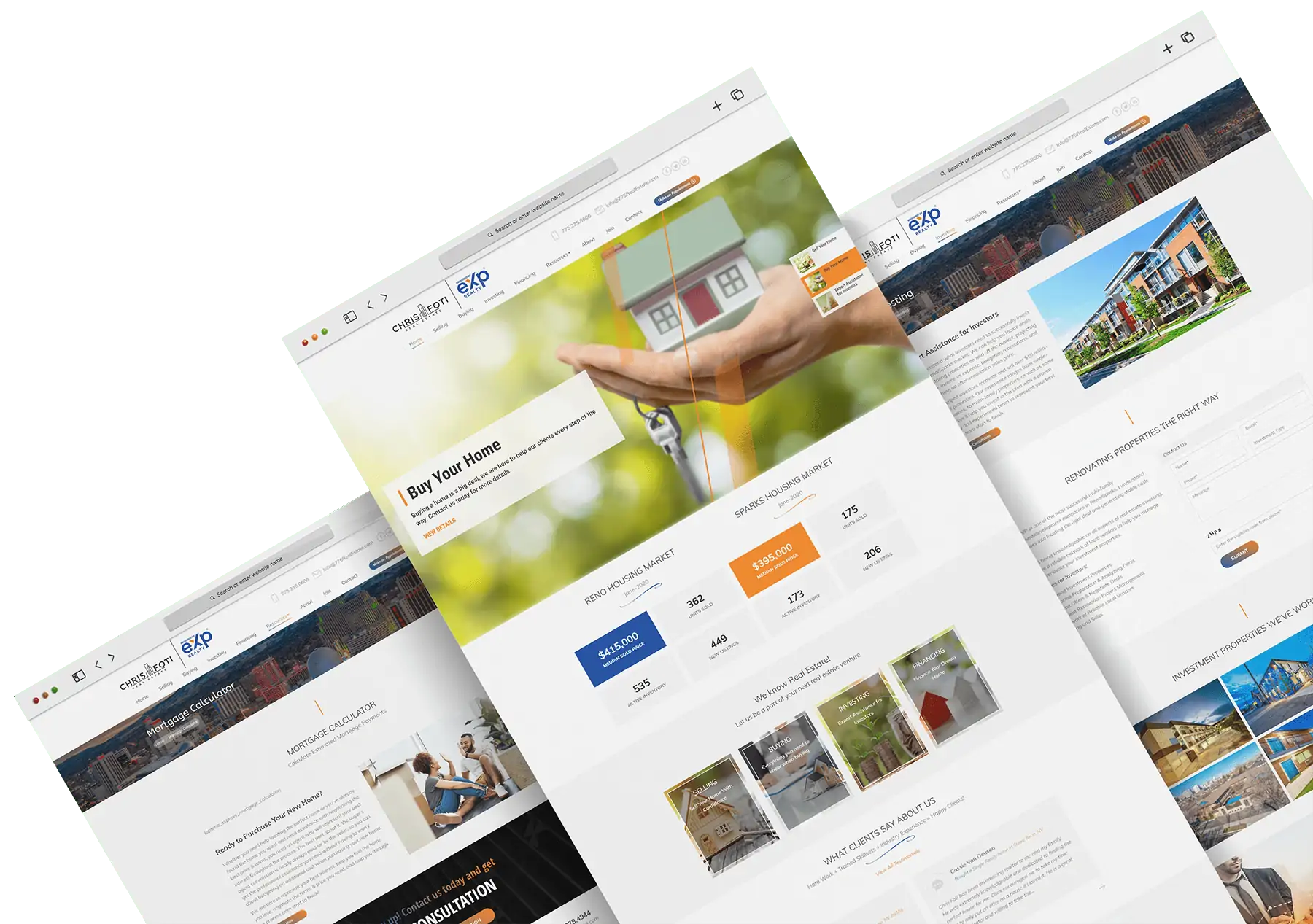 Portfolio Snapshot of eXp Realty Website