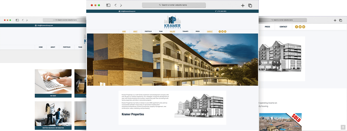 Web Design Project Snapshot of Kramer Properties Website