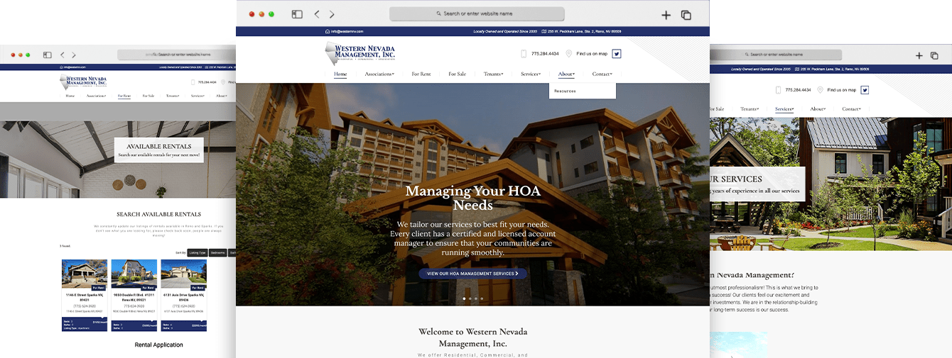 Web Design Project Snapshot of Western Nevada Management Website