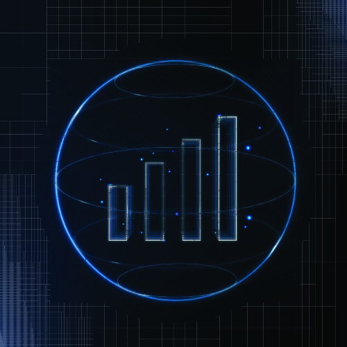 Innovative digital bar graph showing rising business growth and analytics for marketing strategies.