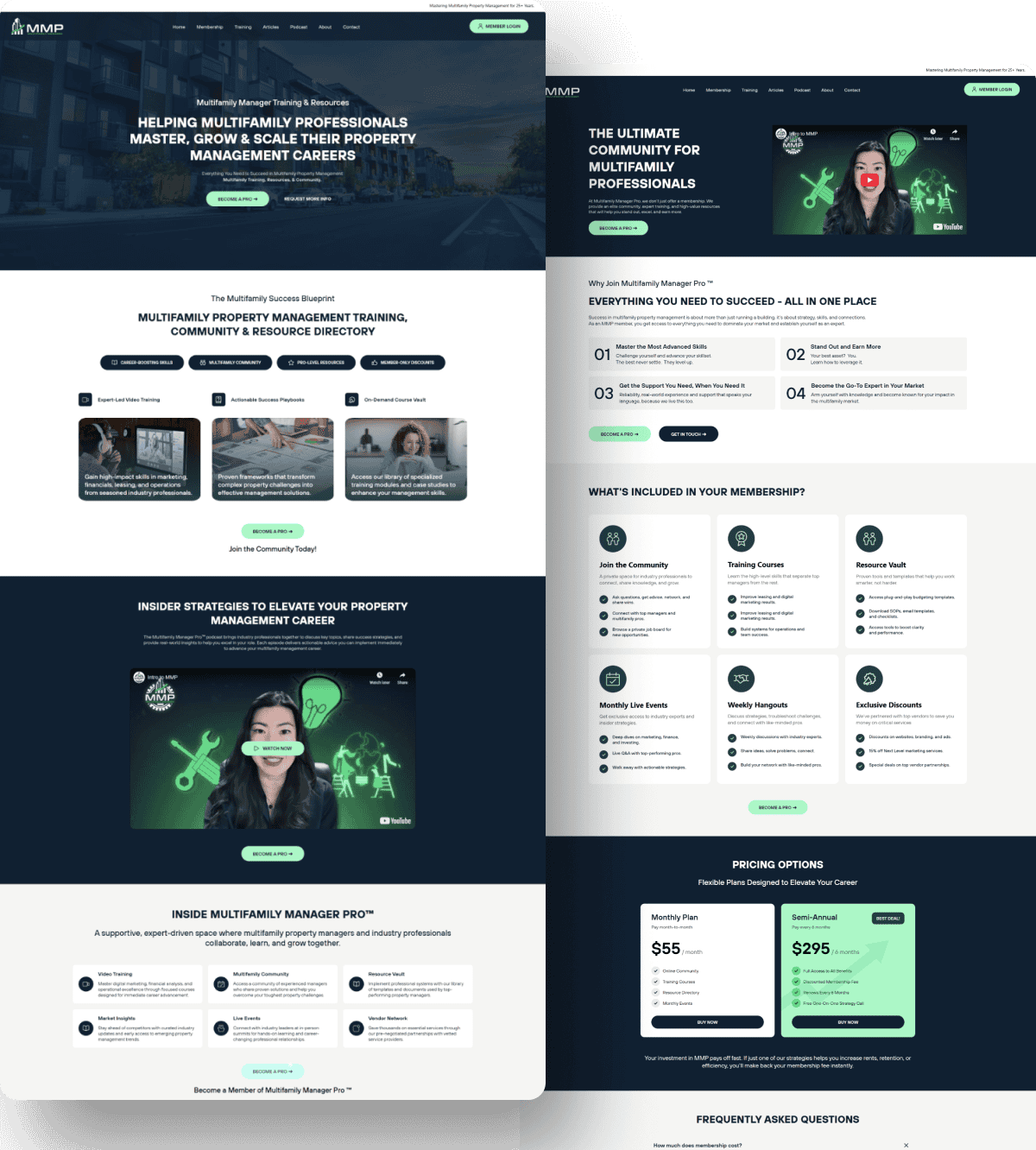 Multifamily property management training website homepage by Stack Mode Marketing Group, showcasing training resources for multifamily professionals and industry success.