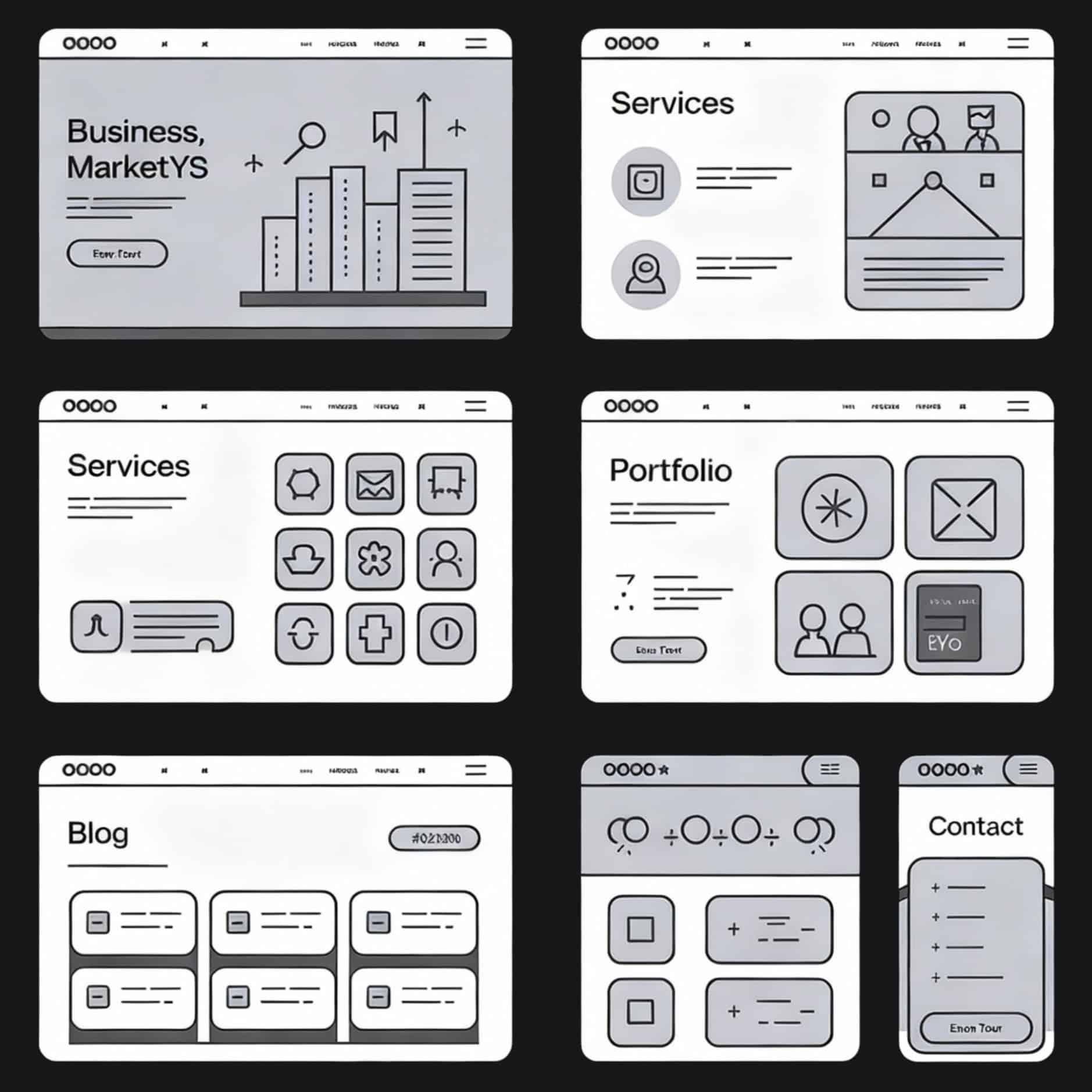 Website mockup of digital marketing and branding services for Stack Mode Marketing Group, showcasing service pages, portfolio, blog, and contact sections for optimal SEO.