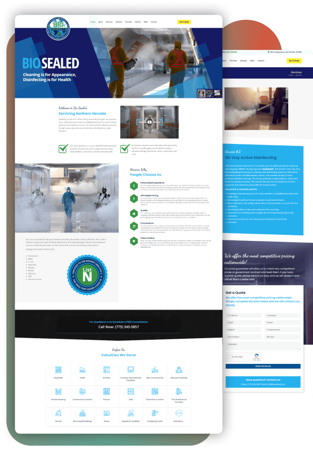 Web Design for Cleaning Company BioSealed