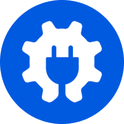 Plug icon integrated within a gear, representing technological power or energy connection.