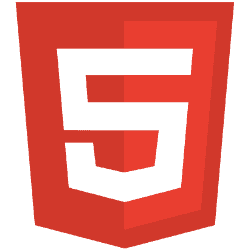 Modern HTML5 logo for web development, featuring a stylized red shield with a white number 5, representing HTML5 technology and coding standards.