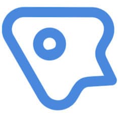 Blue abstract logo resembling a location pin or map marker for Stack Mode Marketing Group.