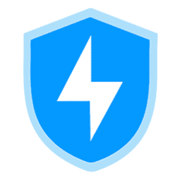 Shield icon with a blue background symbolizing cybersecurity and digital protection.