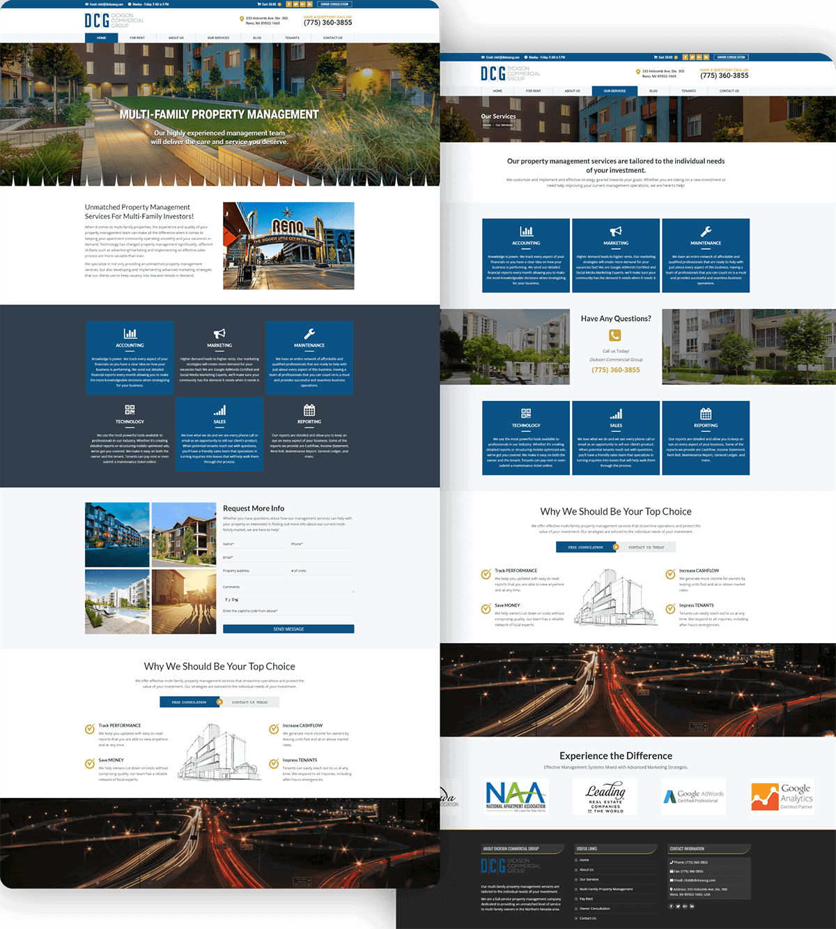 Modern multi-family property management website for Dixon Commercial Group showcasing their services and real estate solutions.