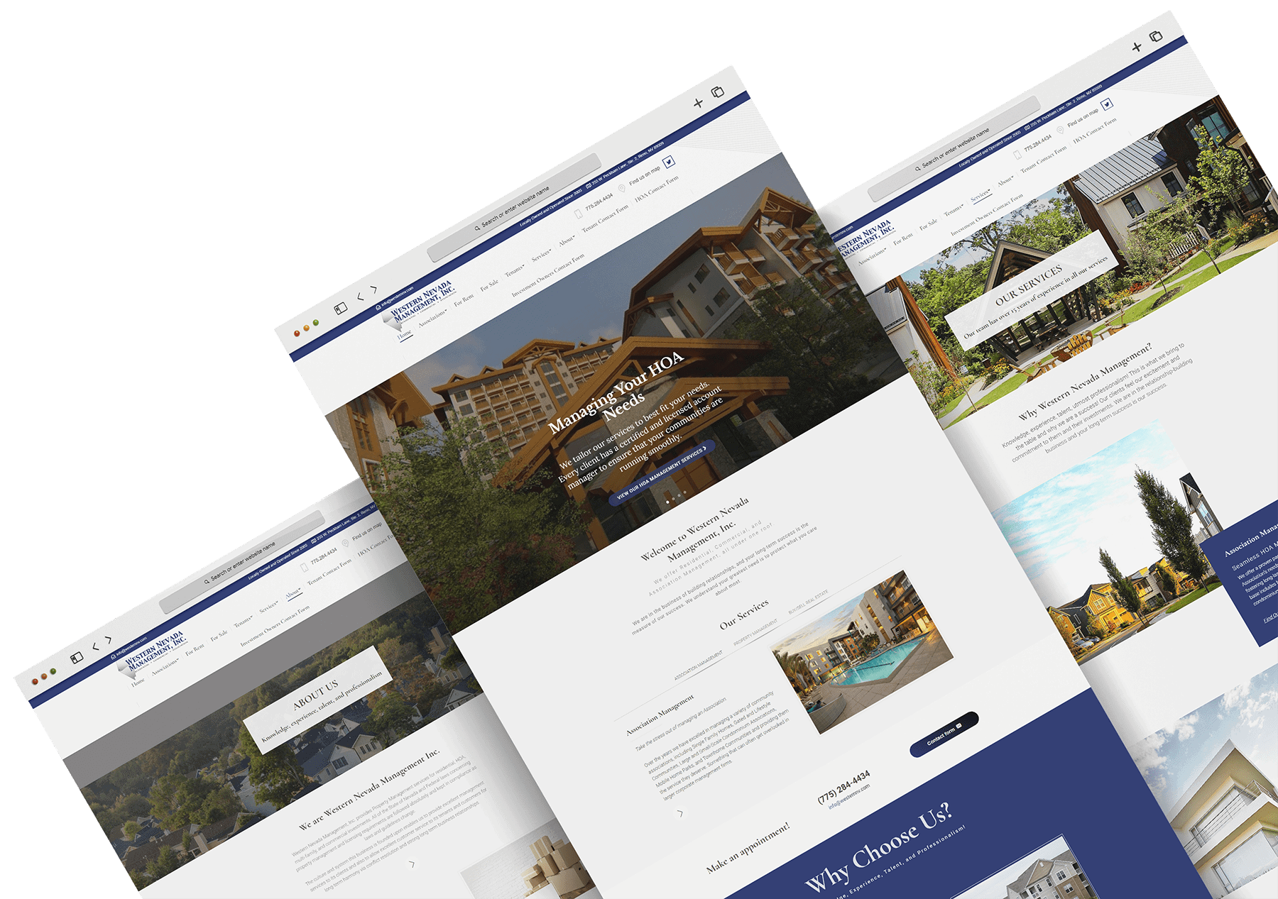 High-quality website design for Western Nevada Management Group featuring property management services and HOA management solutions.